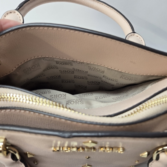 Michael Kors Ellis Leather Studded Satchel Purse With Crossbody Strap/wallet - Picture 14 of 16